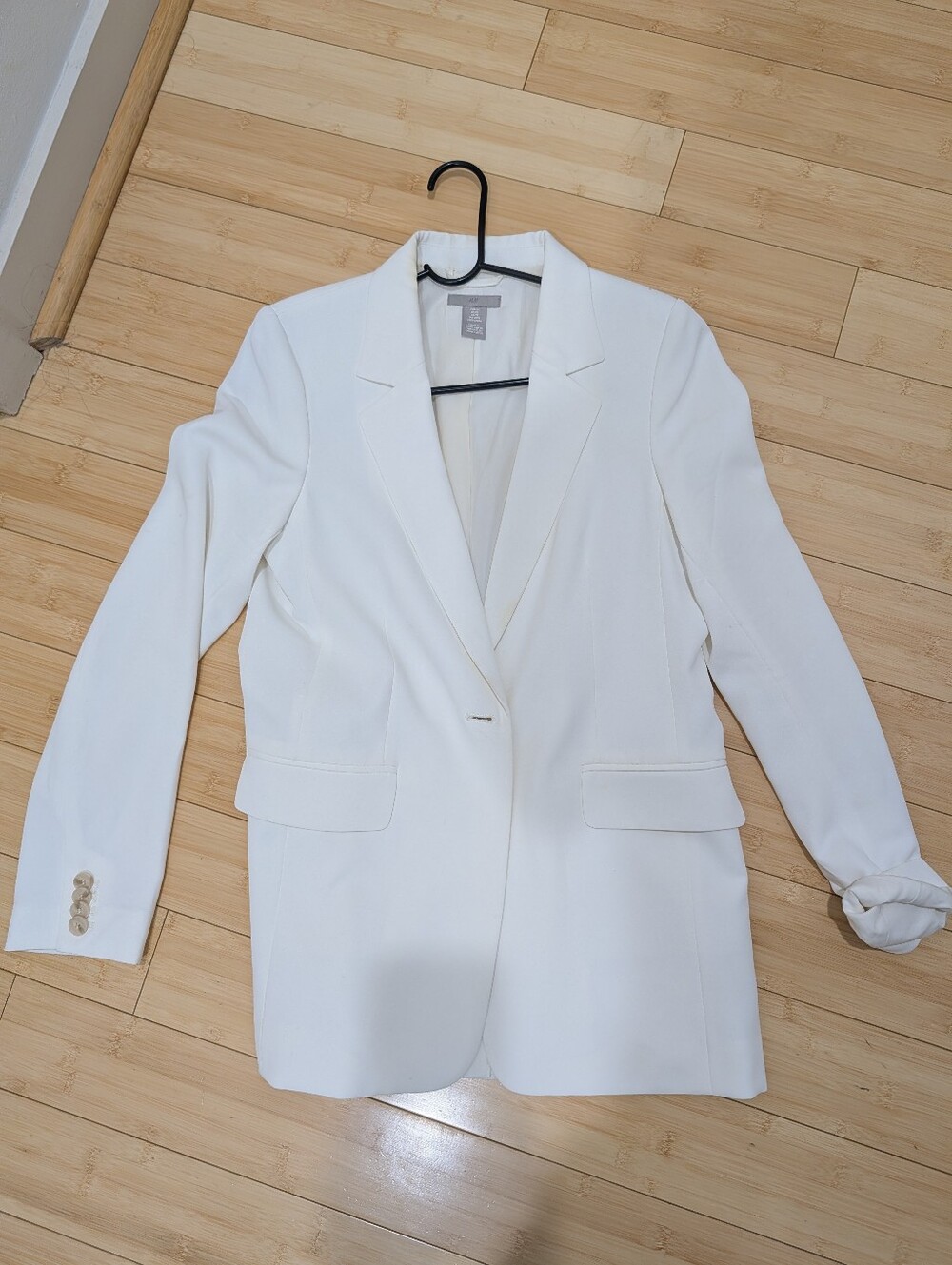 H&M White Tailored Single-Button Blazer